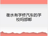 衡水有学修汽车的学校吗邯郸