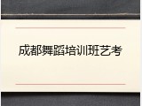 成都舞蹈培训班艺考