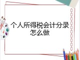 个人所得税会计分录怎么做