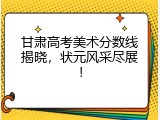 甘肃高考美术分数线揭晓，状元风采尽展！
