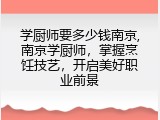 学厨师要多少钱南京,南京学厨师，掌握烹饪技艺，开启美好职业前景