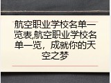 航空职业学校名单一览表,航空职业学校名单一览，成就你的天空之梦