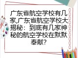 广东省航空学校有几家,广东省航空学校大揭秘：到底有几家神秘的航空学校在默默奉献？
