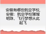 安徽有哪些航空学校,安徽：航空学校璀璨明珠，飞行梦想从此起飞