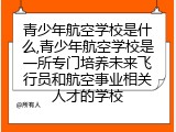 青少年航空学校是什么,青少年航空学校是一所专门培养未来飞行员和航空事业相关人才的学校