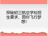 探秘初三航空学校招生要求，圆你飞行梦想！
