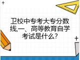 卫校中专考大专分数线,一、高等教育自学考试是什么？