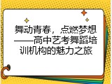舞动青春，点燃梦想——高中艺考舞蹈培训机构的魅力之旅