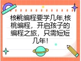 核桃编程要学几年,核桃编程，开启孩子的编程之旅，只需短短几年！