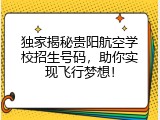独家揭秘贵阳航空学校招生号码，助你实现飞行梦想！