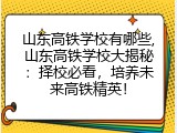 山东高铁学校有哪些,山东高铁学校大揭秘：择校必看，培养未来高铁精英！
