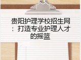 贵阳护理学校招生网：打造专业护理人才的摇篮