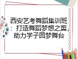 西安艺考舞蹈集训班：打造舞蹈梦想之翼，助力学子圆梦舞台