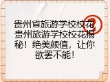 贵州省旅游学校校花,贵州旅游学校校花揭秘！绝美颜值，让你欲罢不能！