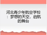河北青少年航空学校：梦想的天空，启航的舞台