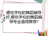 哪些学校的舞蹈编导好,哪些学校的舞蹈编导专业值得推荐？