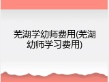 芜湖学幼师费用(芜湖幼师学习费用)