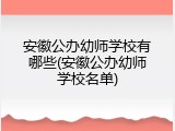 安徽公办幼师学校有哪些(安徽公办幼师学校名单)