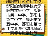 邵阳有什么幼师学校,邵阳的幼师学校有邵阳市实验中学、邵阳市第一中学、邵阳市第二中学、邵阳市第五中学、邵阳市第七中学和湘中幼儿师范高等专科学校等