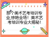 那个美术艺考培训专业,惊艳全场！美术艺考培训专业大揭秘！