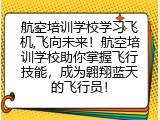 航空培训学校学习飞机,飞向未来！航空培训学校助你掌握飞行技能，成为翱翔蓝天的飞行员！