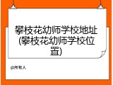 攀枝花幼师学校地址(攀枝花幼师学校位置)