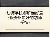 幼师学校哪所最好贵州(贵州最好的幼师学校)
