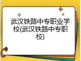 武汉铁路中专职业学校(武汉铁路中专职校)
