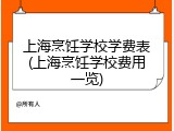 上海烹饪学校学费表(上海烹饪学校费用一览)