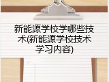 新能源学校学哪些技术(新能源学校技术学习内容)