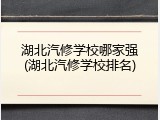 湖北汽修学校哪家强(湖北汽修学校排名)