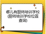 哪儿有厨师培训学校(厨师培训学校位置查询)