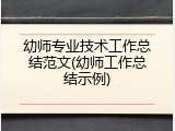 幼师专业技术工作总结范文(幼师工作总结示例)