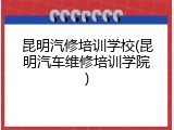 昆明汽修培训学校(昆明汽车维修培训学院)