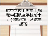 航空学校中国前十,探秘中国航空学校前十：梦想翱翔，从这里起飞！