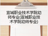 宣城职业技术学院幼师专业(宣城职业技术学院幼师专业)