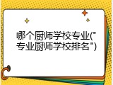 哪个厨师学校专业("专业厨师学校排名")