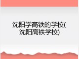 沈阳学高铁的学校(沈阳高铁学校)