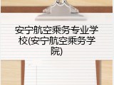 安宁航空乘务专业学校(安宁航空乘务学院)