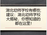 湖北幼师学校有哪些,建议：湖北幼师学校大揭秘，你想知道的都在这里！