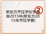 新东方烹饪学校学费表2015年(新东方2015年烹饪学费)