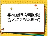 学校厨师培训视频(厨艺培训视频教程)