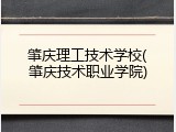 肇庆理工技术学校(肇庆技术职业学院)
