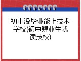 初中没毕业能上技术学校(初中肄业生就读技校)