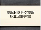 贵阳职校卫校(贵阳职业卫生学校)