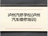 泸州汽修学校(泸州汽车维修培训)