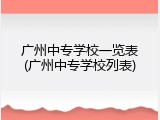 广州中专学校一览表(广州中专学校列表)