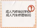 成人汽修培训学校(成人汽车修理培训)