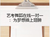 艺考舞蹈在线一对一：为梦想插上翅膀