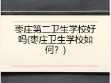 枣庄第二卫生学校好吗(枣庄卫生学校如何？)